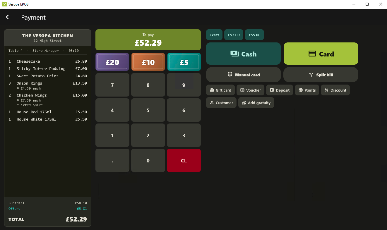 Vesopa EPOS v1.1.0 Payment Screen